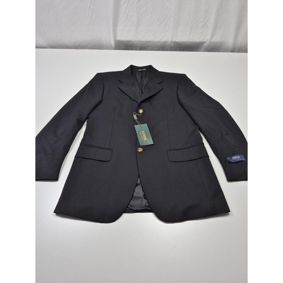 Zanieri Blazer Mens 36R Black Wool 3 Button Super 100s Reda Made In Italy Jacket